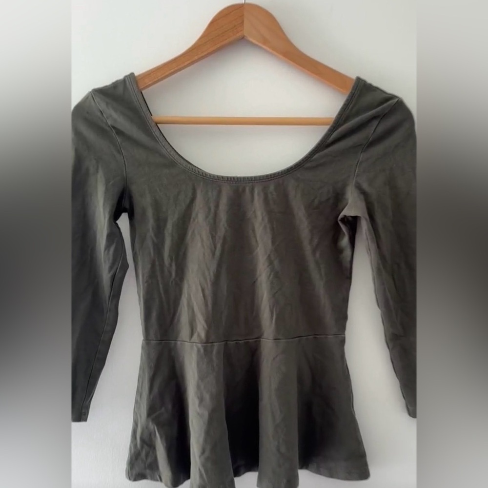 Express Olive Green peplum Blouse